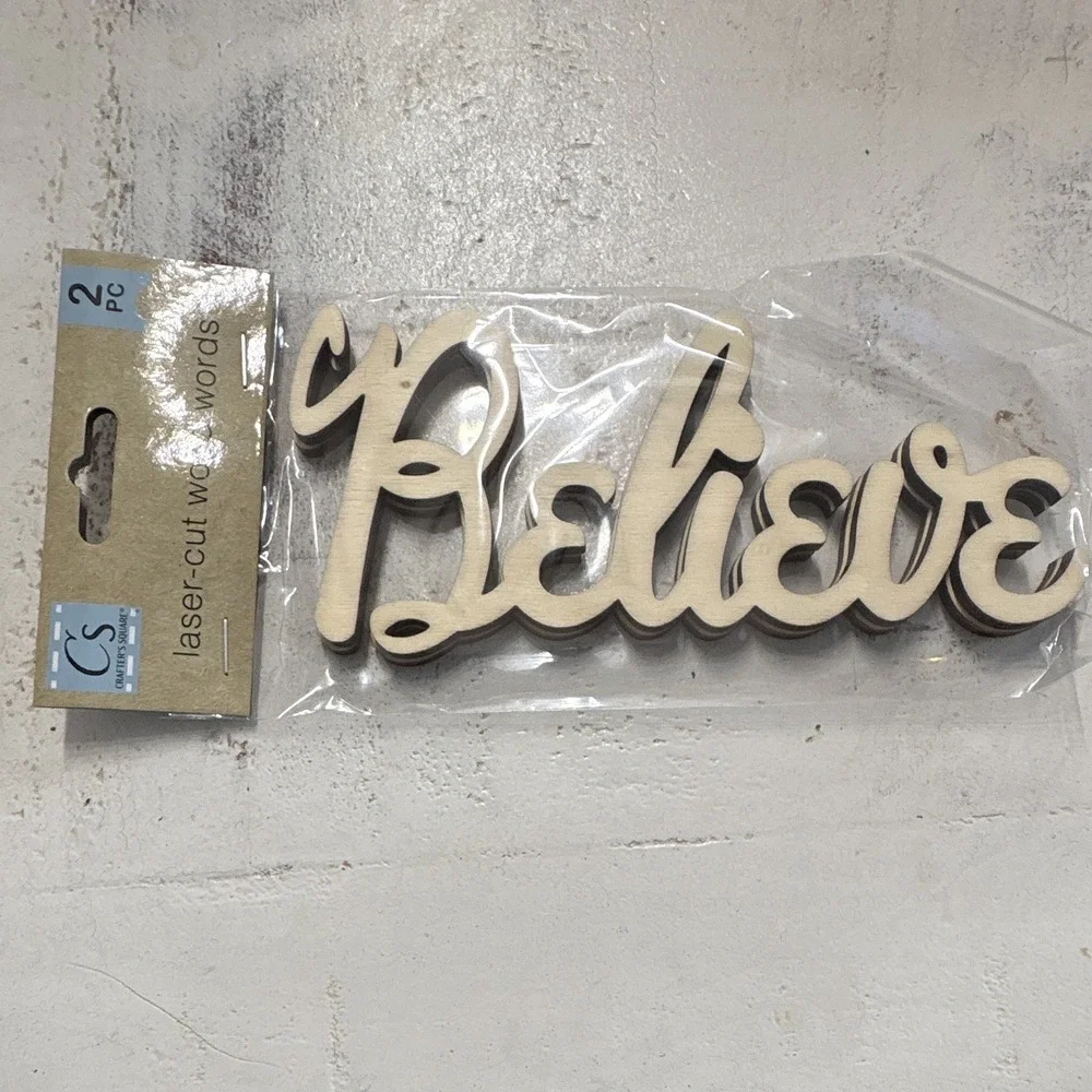 Crafter's Square Laser-Cut Wood Word Signs Believe Family Home 3 Pack